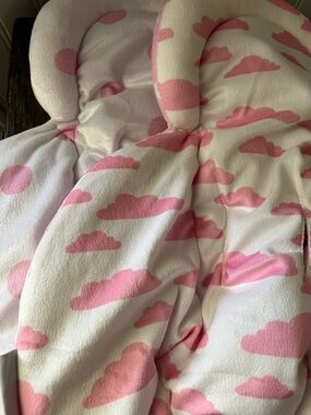 Plush White Baby insert with Pink Cloud Print